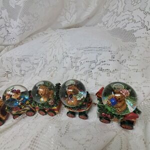 Vintage Christmas Snow Globe Train‎ Set Holiday Decor Collectible